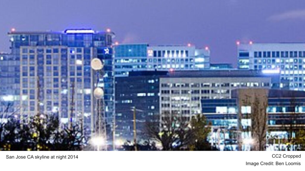 San Jose CA skyline at night 2014