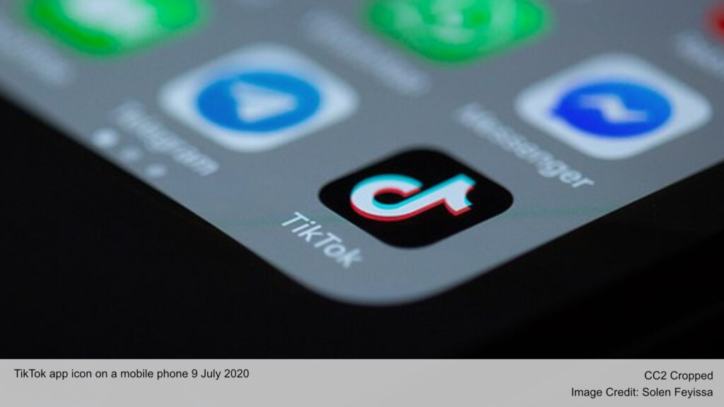 TikTok app icon on a mobile phone 9 July 2020