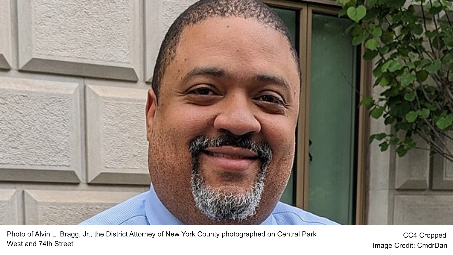 Photo of Alvin L. Bragg, Jr., the District Attorney of New York County photographed on Central Park West and 74th Street