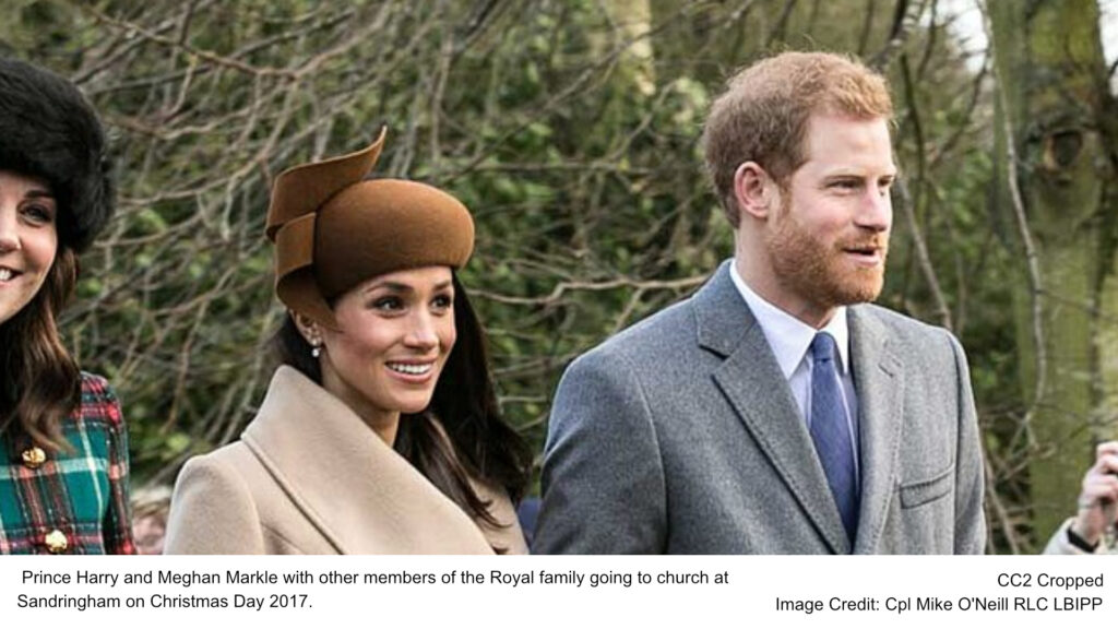 Prince Harry and Meghan Markle with other members of the Royal family going to church at Sandringham on Christmas Day 2017.